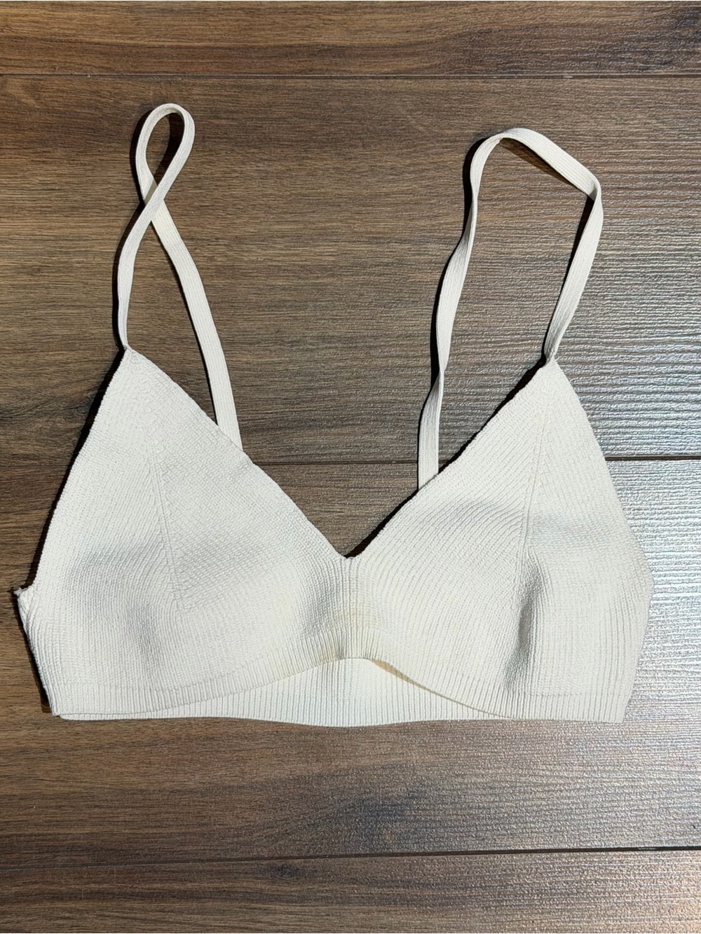 Jacquemus Cream Ribbed Triangle Bralette
